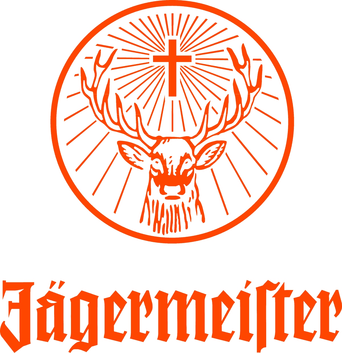 Jägermeister logo featuring a deer with a cross on its antlers.