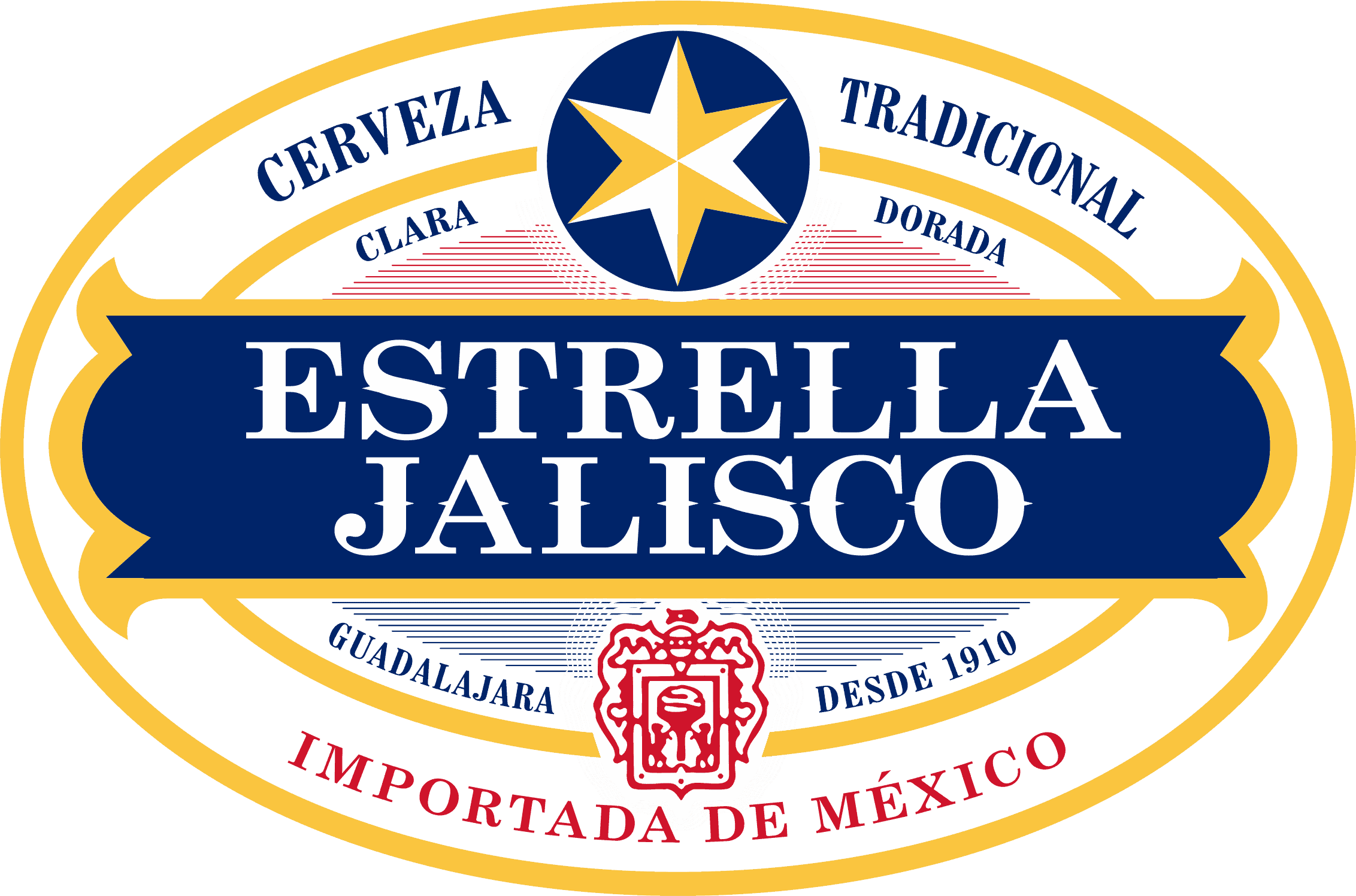 Estrella Jalisco beer logo with star and bold text.