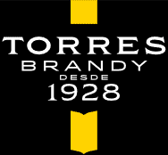 Torres 10 Brandy logo with vintage design and gold accents.