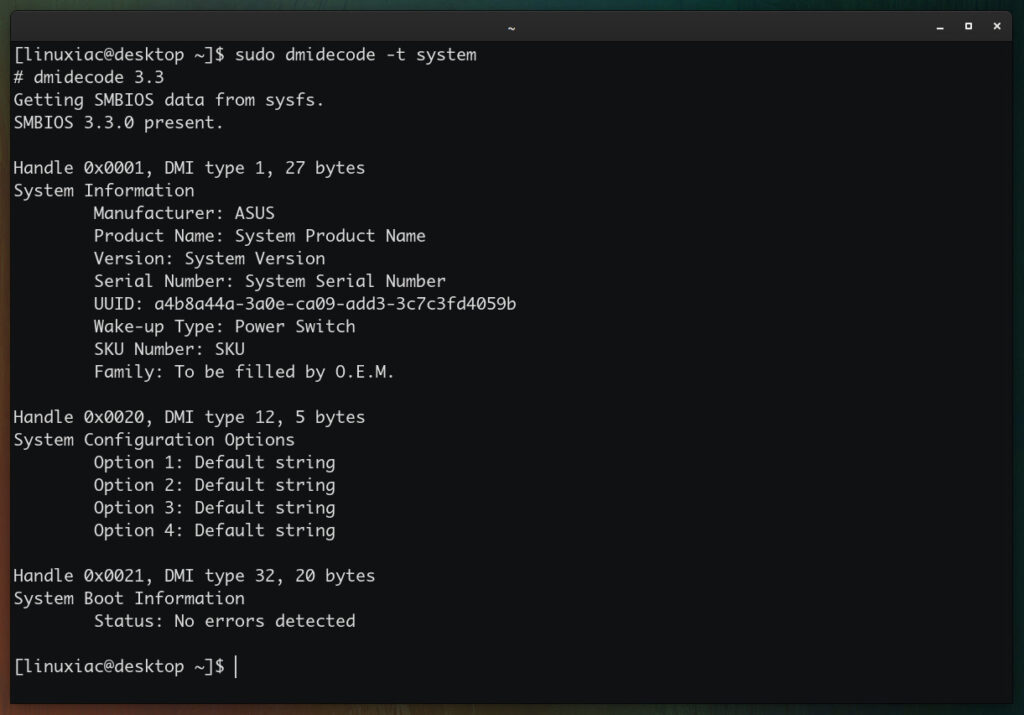 dmidecode Get System Hardware Information On Linux