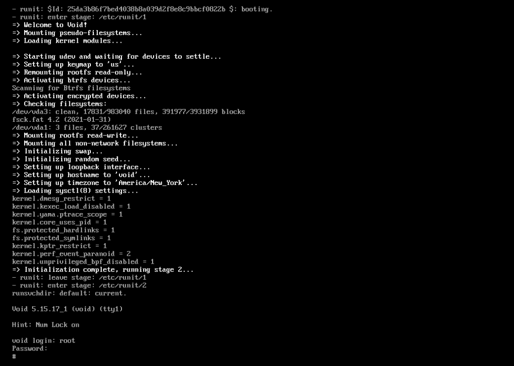 [Void Linux] Bug Can boot into working shell yet "Cannot open display