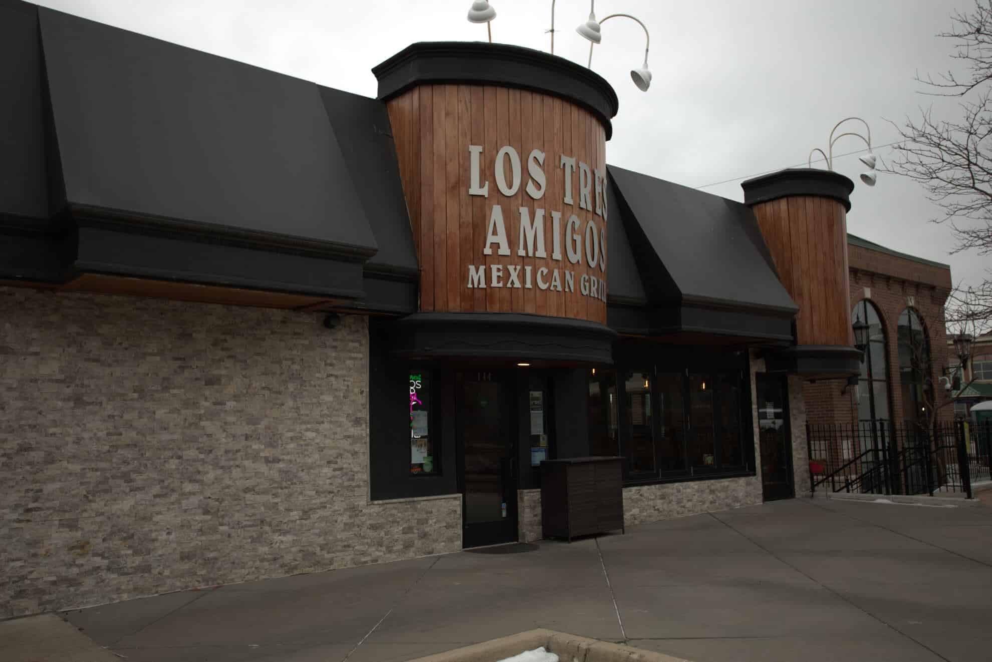 Exterior view of Los Tres Amigos Mexican Grill restaurant.
