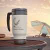 Stainless Steel Travel Mug with Handle, 14oz - Conservation - Brown - Image 8