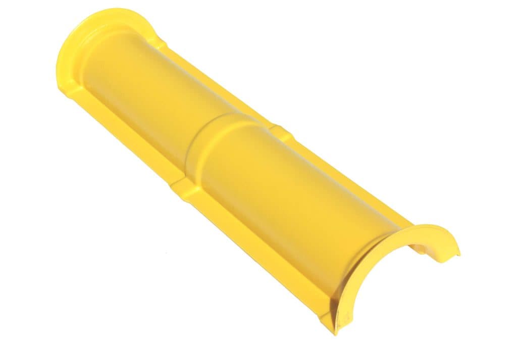 Safety yellow machine guard cover for industrial equipment.
