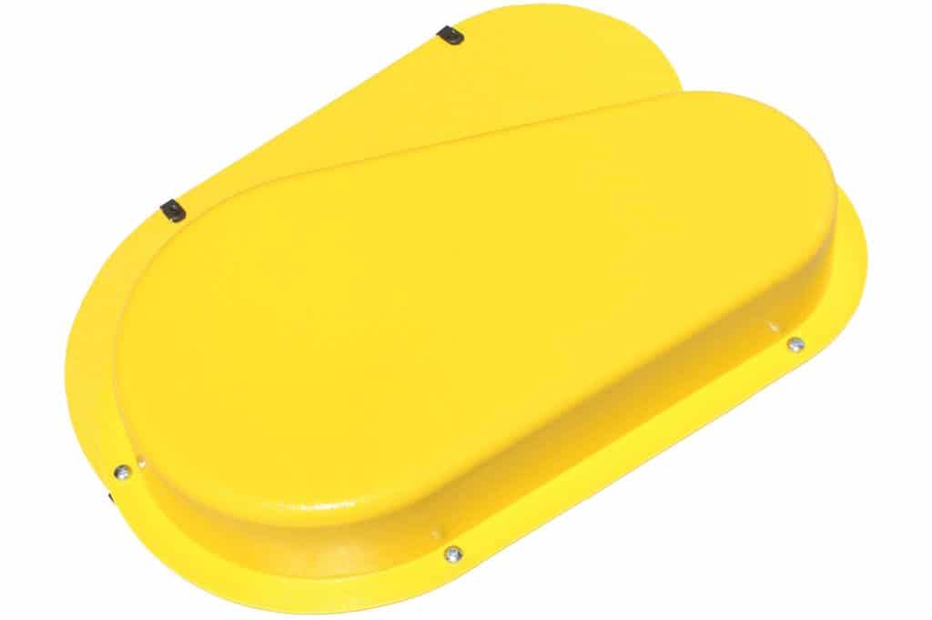 Safety cover for industrial machinery protection.