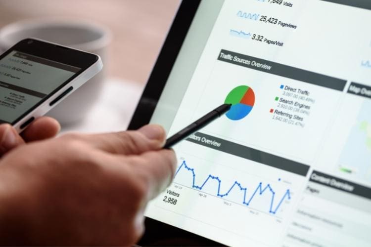 Digitale Webanalyse mit Diagrammen und Statistiken zur Optimierung von Praxismarketing-Strategien