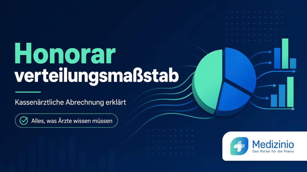 Infografik zum Honorarverteilungsmaßstab mit einem 3D-Tortendiagramm und Balkengrafiken auf dunkelblauem Hintergrund.