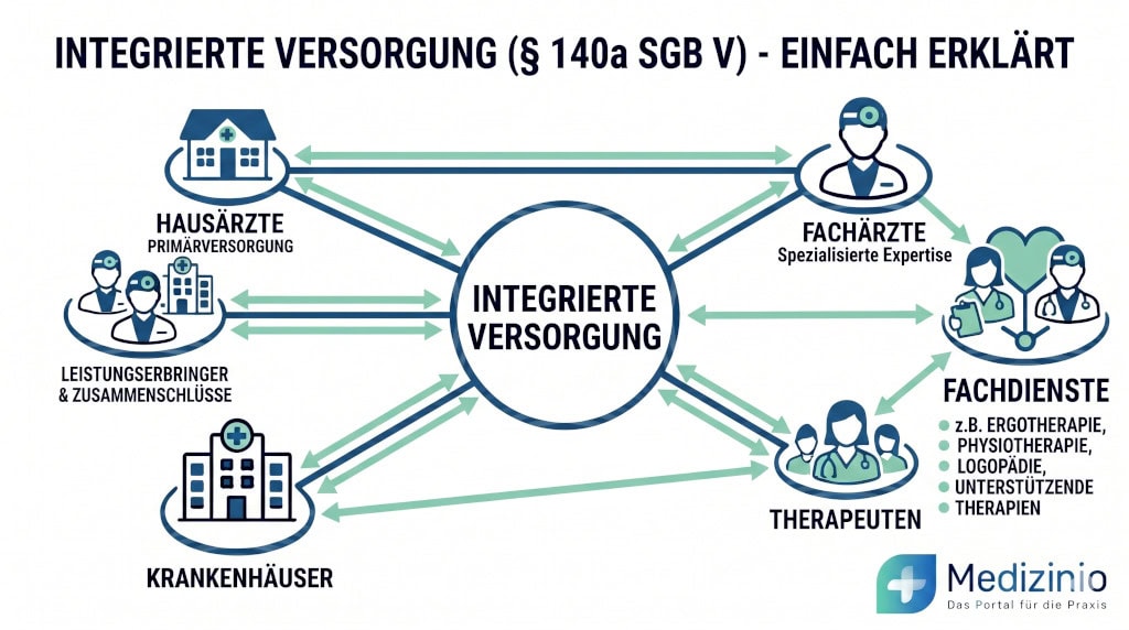 Infografik Integrierte Versorgung (§ 140a SGB V) - Vernetztes Versorgungsmodell