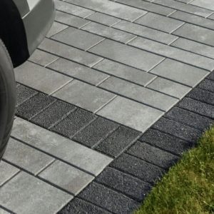 Concrete paving stones for driveway and sidewalk installation.