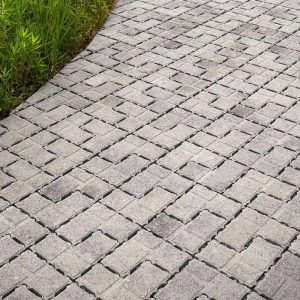 Stone paver pathway for landscaping and outdoor design, showcasing durable and stylish paving stones.
