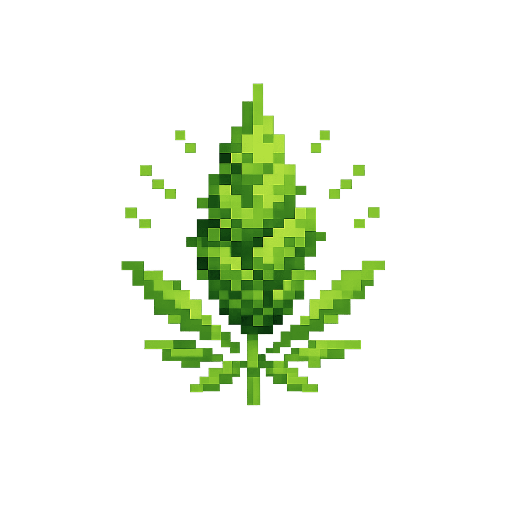 Pixel art of a cannabis leaf, representing weed control methods.