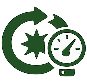 Website renaming process with speed and refresh icons in green.