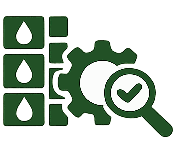 Website renaming process with gear, magnifying glass, and checkmark icons.