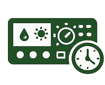 Smart thermostat control panel displaying temperature, timer, and climate settings for home automati.