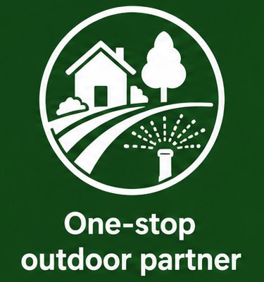 Outdoor irrigation system with sprinkler for garden watering.
