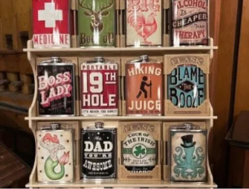assortment of flasks
