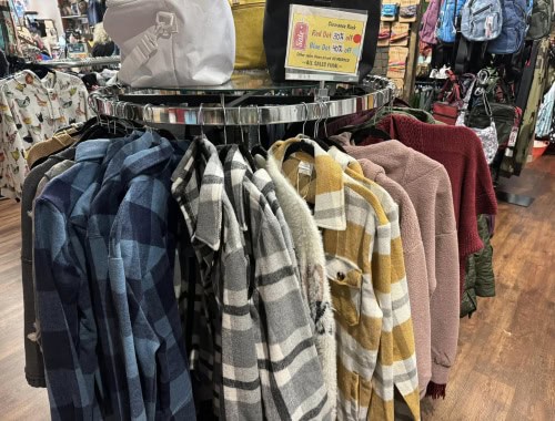 multiple colros of womens flannels