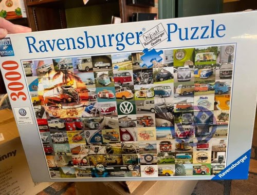Ravensburger 3000-piece car puzzle with various vehicle images.
