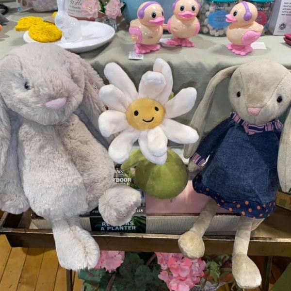 stuffed bunny and flower