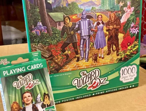 Colorful Wizard of Oz puzzle with characters and scenery from the story.