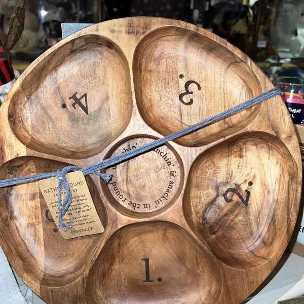 wooden sectioned snack serving tray