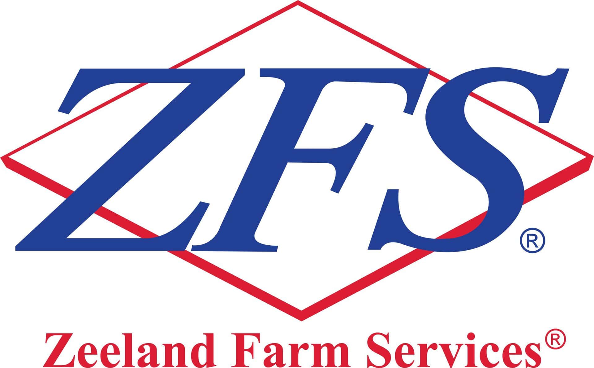 Zeeland Farm Services logo with blue ZFS initials and red diamond outline.