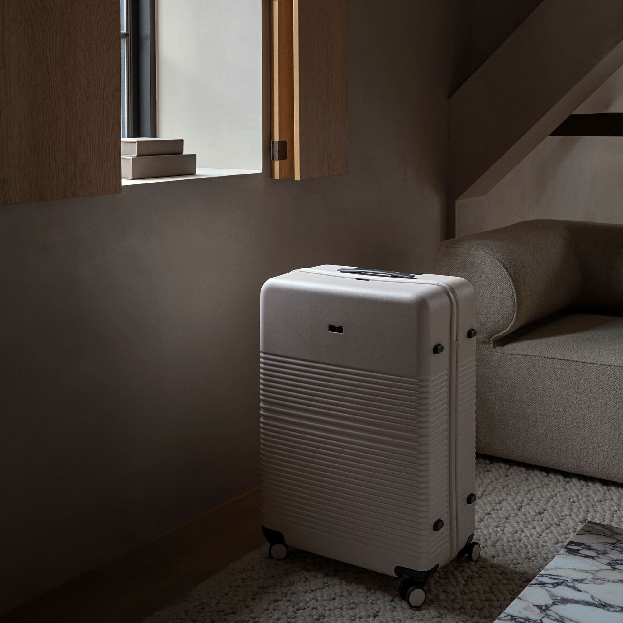 Large Check-In Sand White