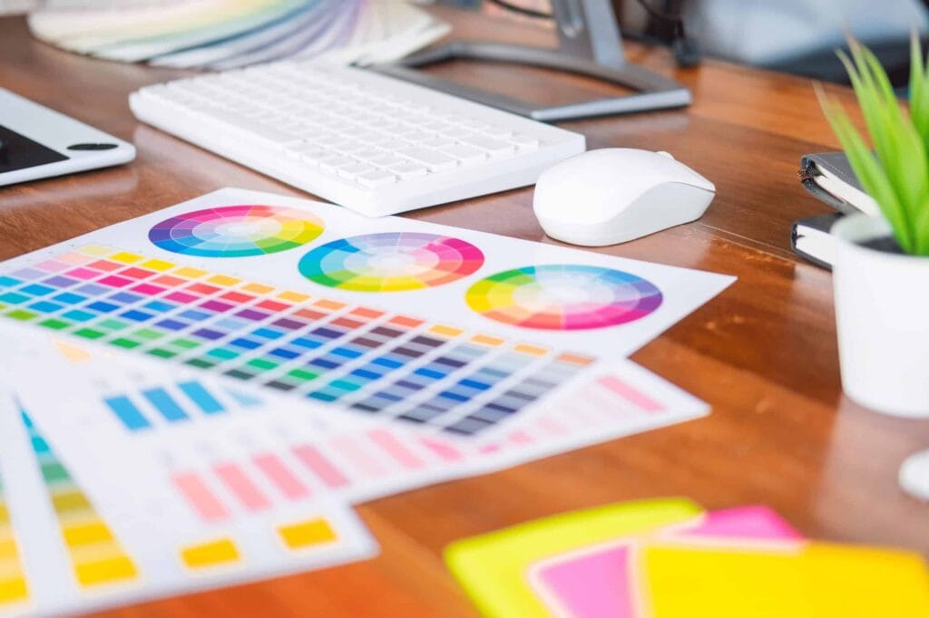 Person looking at design templates.