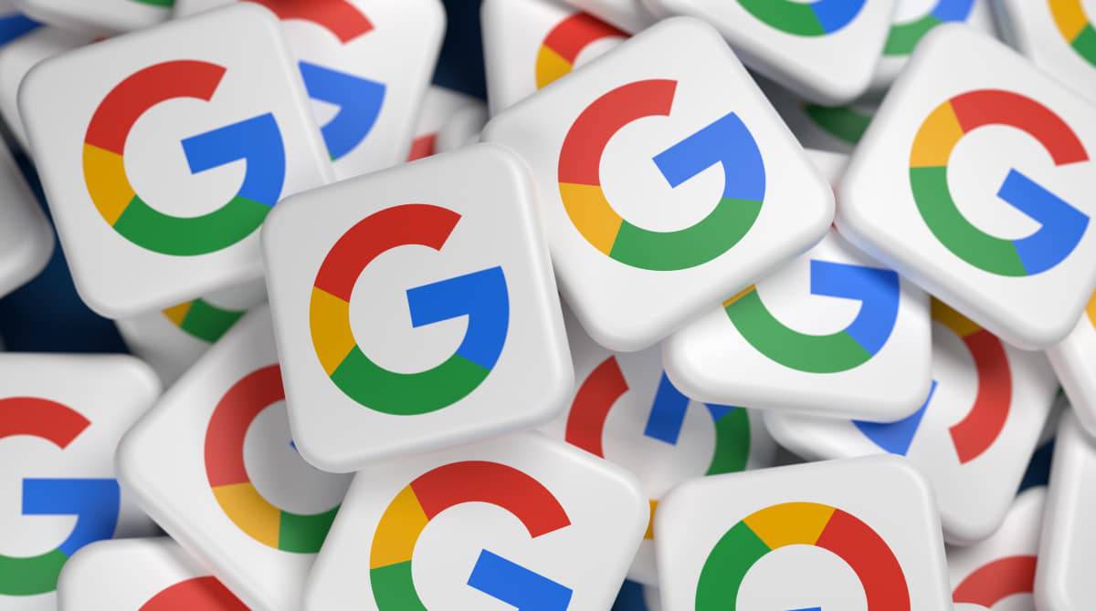 Google logo icons representing digital branding and online search.