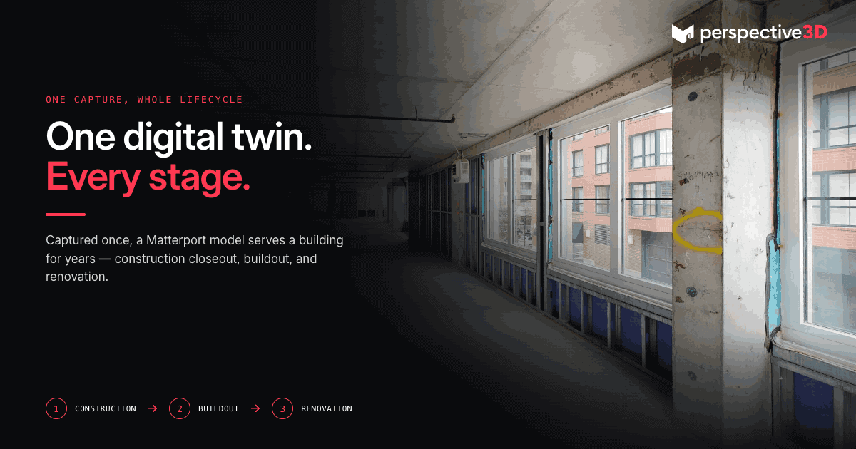 Matterport digital twins used across construction closeout and renovation for a Michigan commercial building