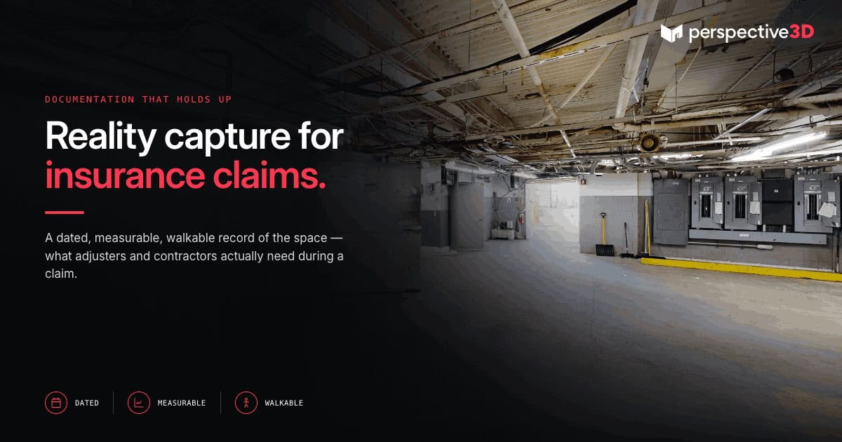 Matterport 3D scan documenting water damage for a restoration and insurance claims file in Michigan