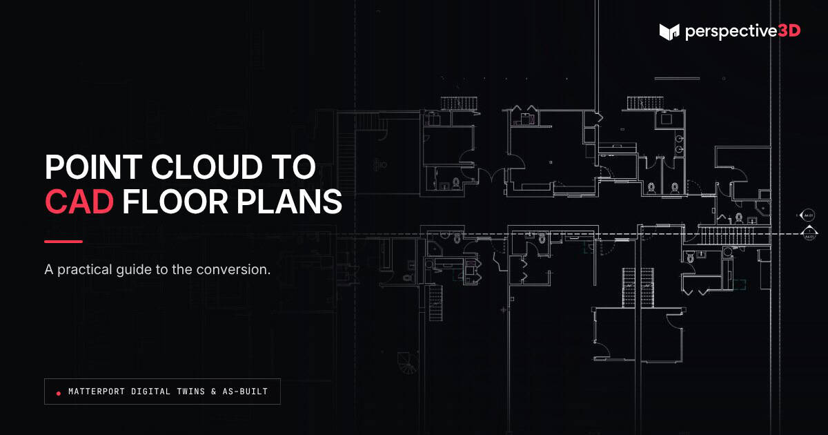 Matterport point cloud to CAD floor plans: a basement level plan converted to measured CAD linework