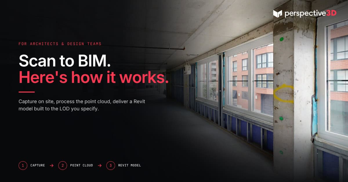 Architect reviewing Revit model derived from Matterport scan-to-BIM workflow