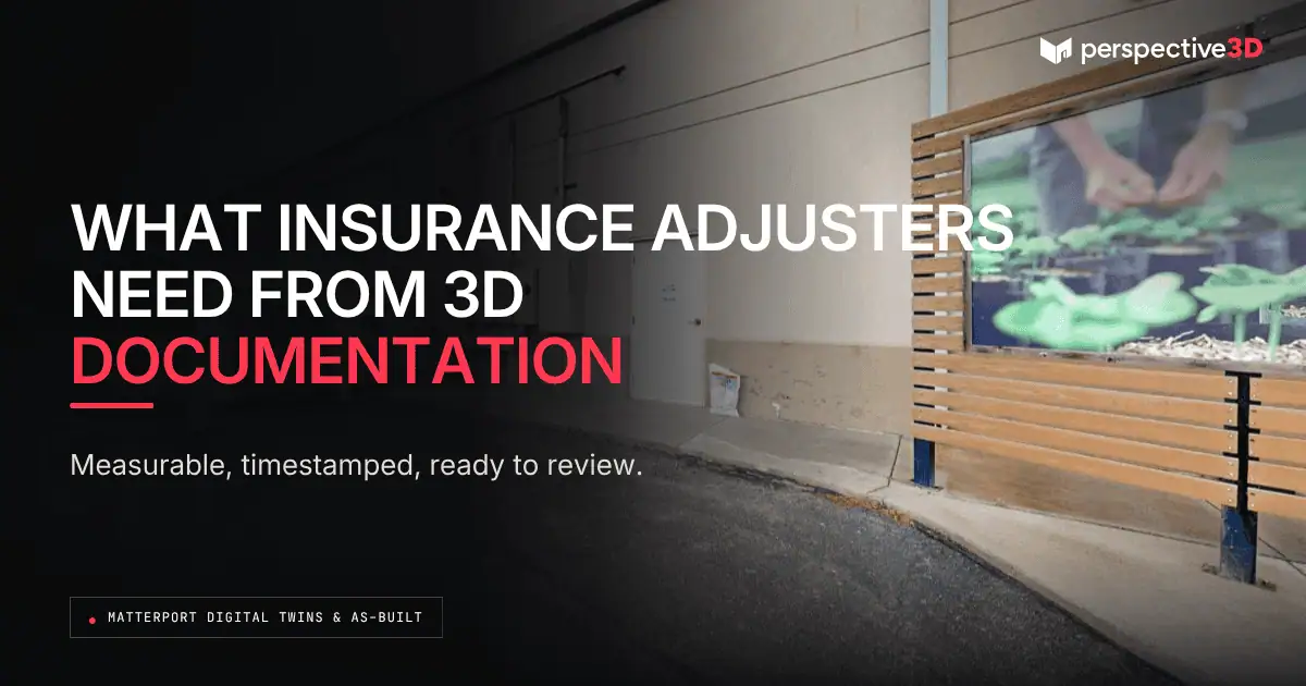 3D digital insurance documentation display at Perspective 3D LLC.
