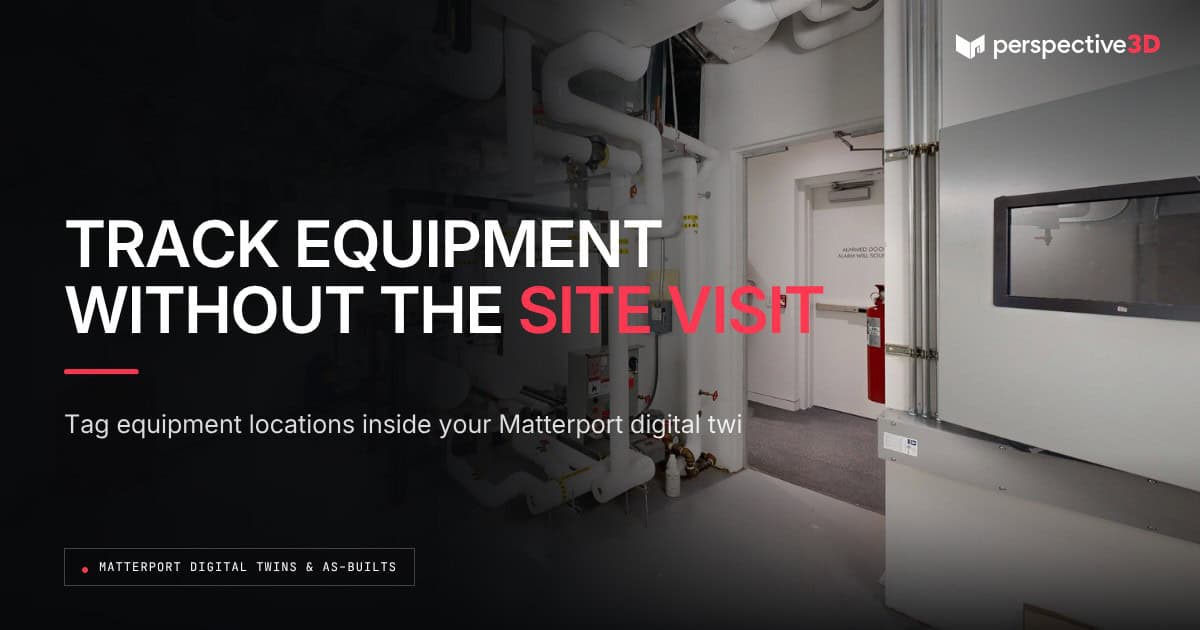 Matterport asset management equipment inventory — mechanical room with labeled steam piping, valves, and control panels