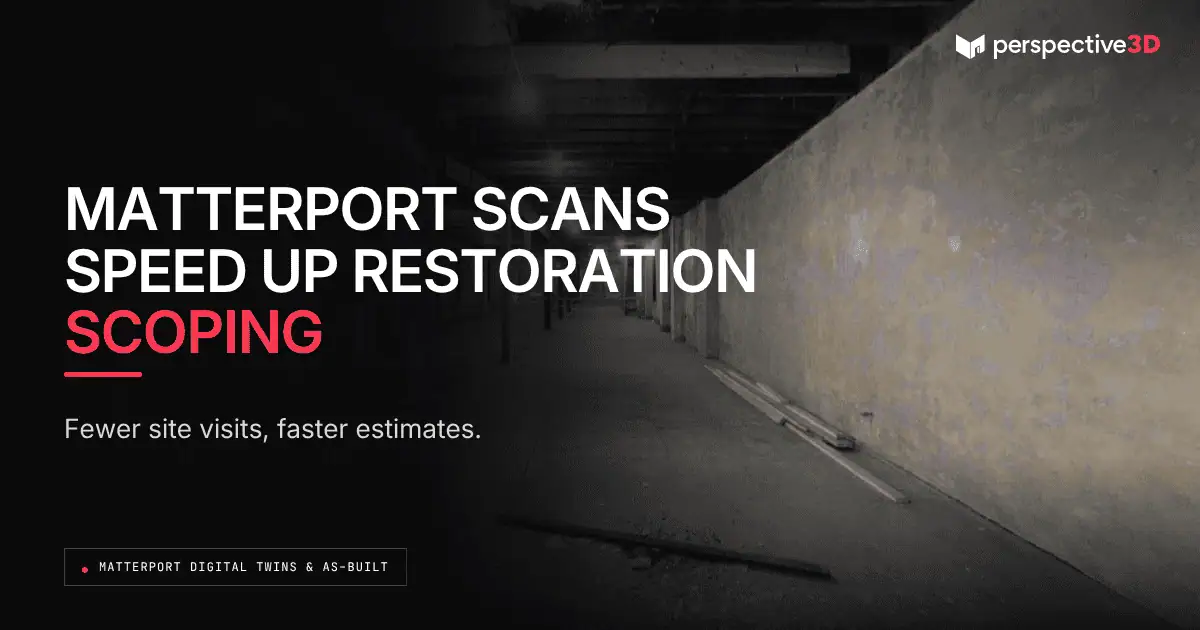 Matterport 3D scan of an industrial site for restoration planning.