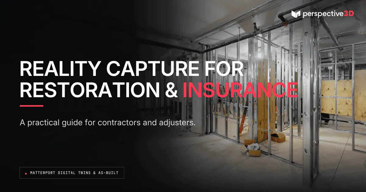 Construction site with metal framing for building restoration and insurance claims.