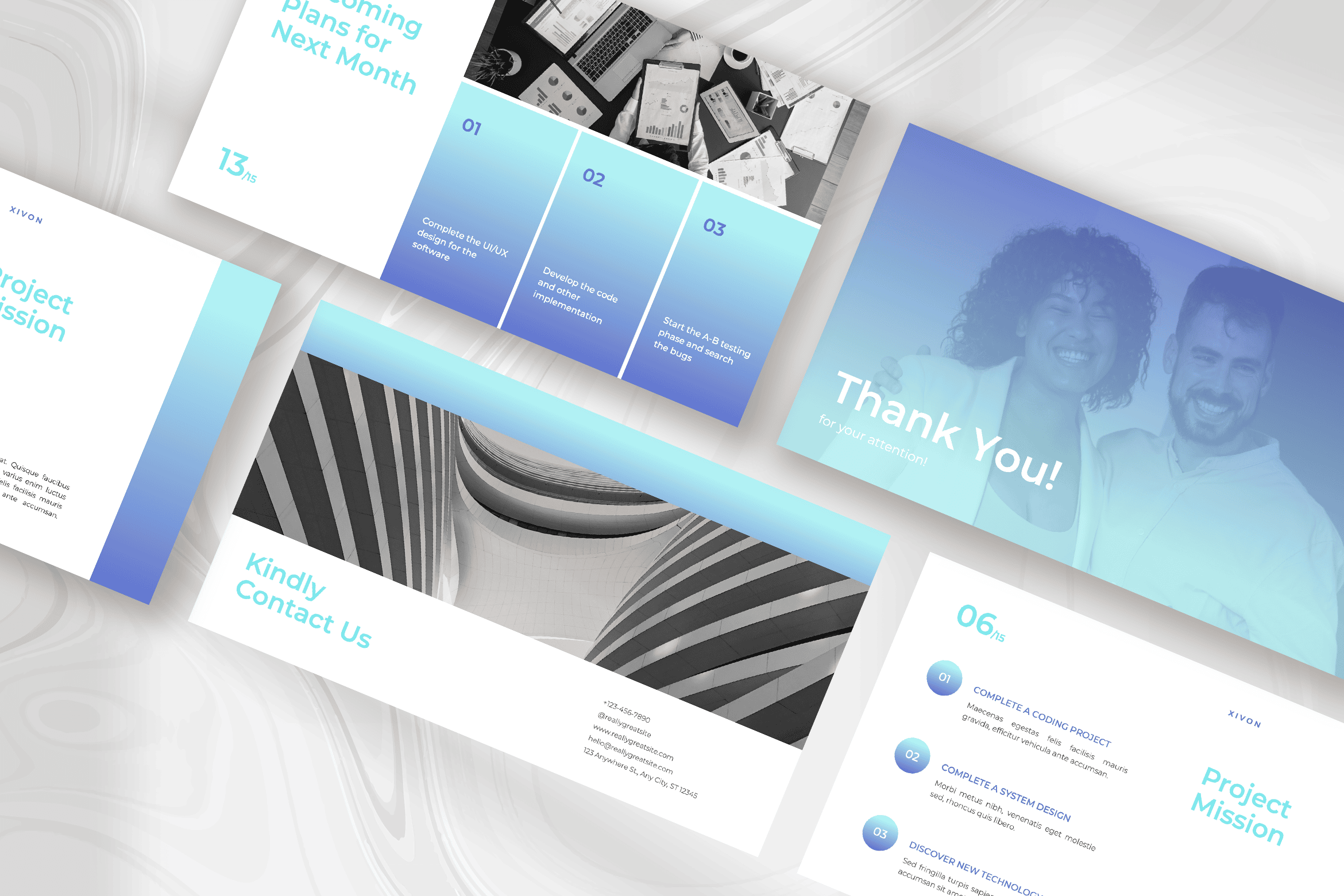 Xivon, the Blue Ocean Gradient Monthly Progress Report Presentation template