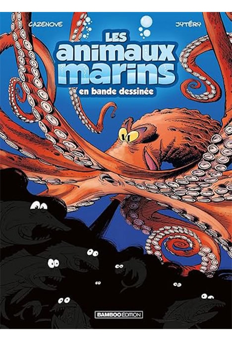 Une pieuvre géante anime la couverture de cette bande dessinée, plongeant le lecteur dans un univers marin fascinant. 🐙