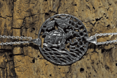 _DBM9877bis Bracelet médaillon tortue sur chaine