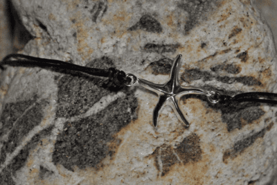 _DBM9897bis Bracelet étoile argent sur cordon réglable