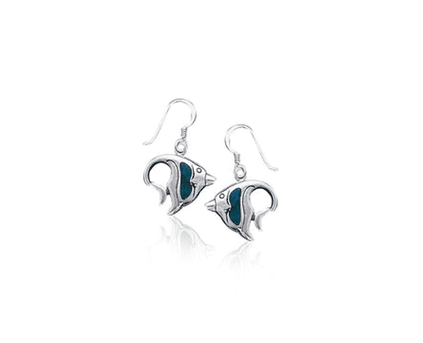 Boucle d'oreille poisson argent + abalone