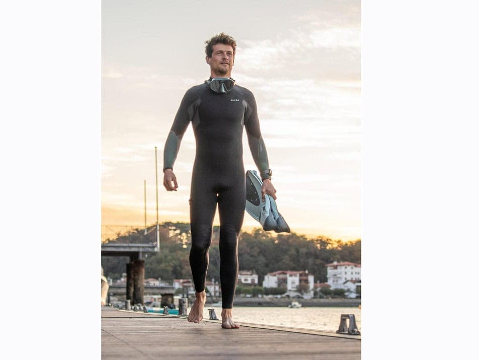 Combinaison Neoprene De Plongee Bouteille Scd 900 Homme 5 Mm Noir Kaki5445(1)