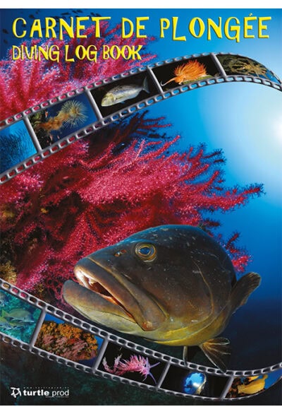 Explorez les merveilles sous-marines avec ce carnet de plongée, illustré d'un mérou et de coraux colorés. Mot-clé : biodiv...