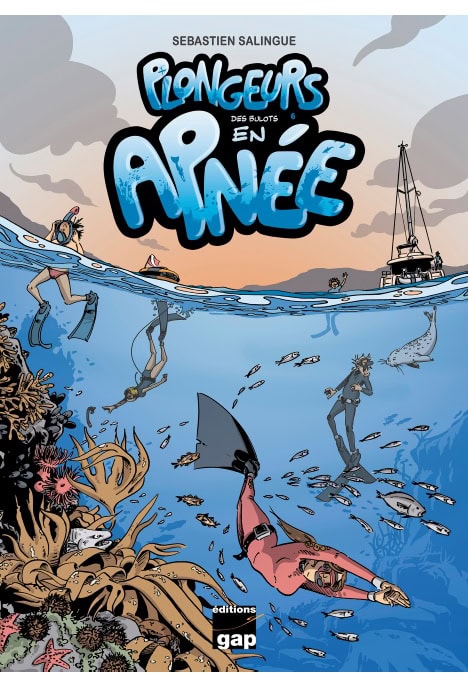 Des plongeurs explorent un récif vibrant, entourés de poissons colorés, illustrant l'aventure sous-marine. #Apnée