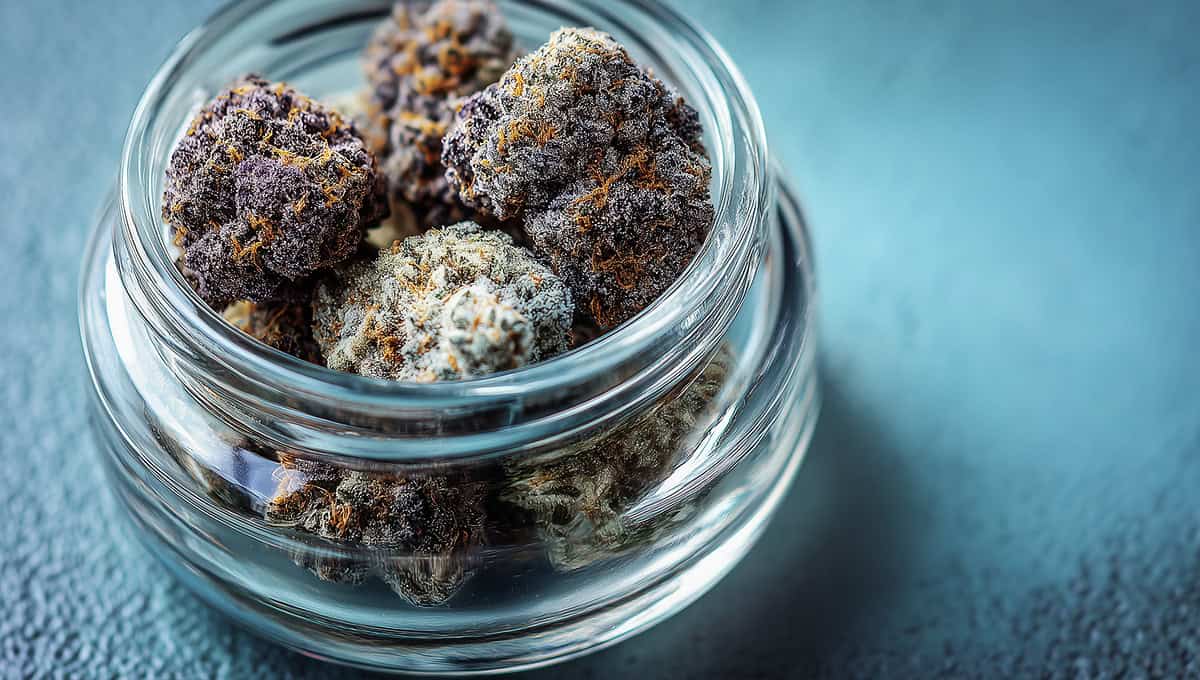 Premium THCA flower jars and pre-roll packs inside weed subscription box