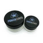 Power Flower THC glass concentrate jars in two sizes for cannabis concentrates and weed delivery