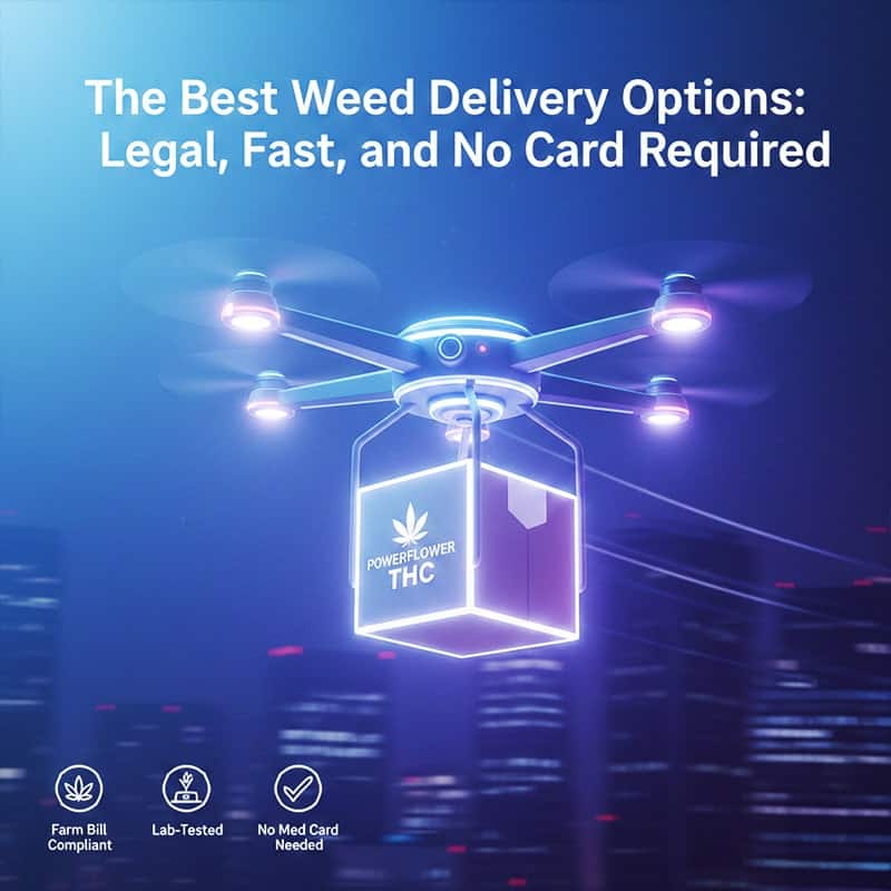 Best weed delivery options featuring Power Flower THC drone delivery - legal, fast, and no medical card required