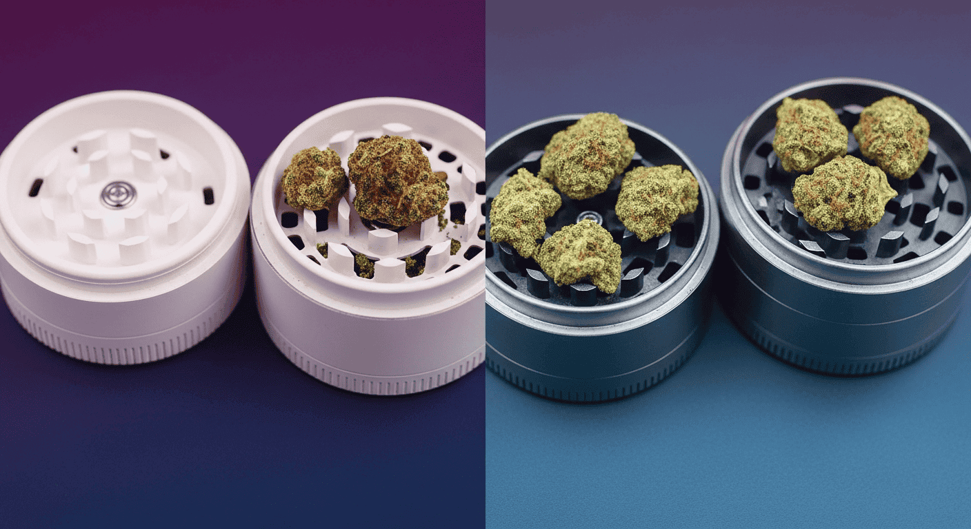 Non-stick coating compared to aluminum in the Ceramic vs Metal Grinder test.