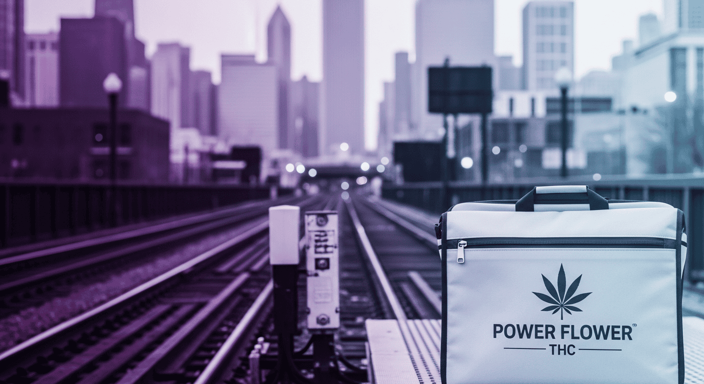 A winter delivery scene in the city representing Weed Delivery Chicago services.